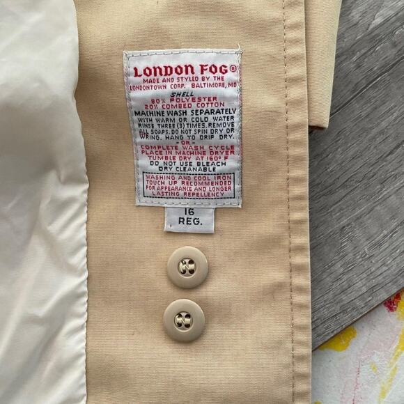 London Fog Size 16 Tan Short Trench Coat - Picture 5 of 8